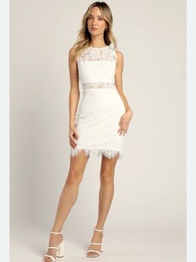 superdown Sleeveless White Lace Sheath Dress